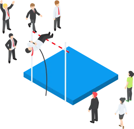 Businessman doing the pole vault  Illustration