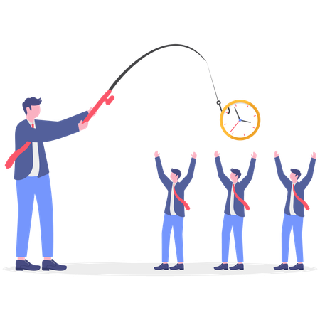 Businessman doing time fishing  Illustration
