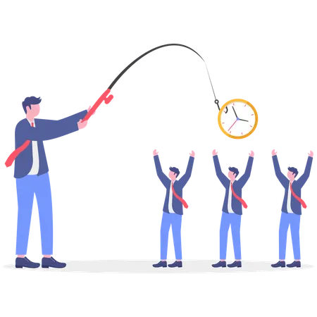 Businessman doing time fishing  Illustration