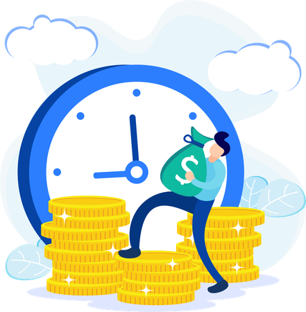 Businessman doing time investment  Illustration