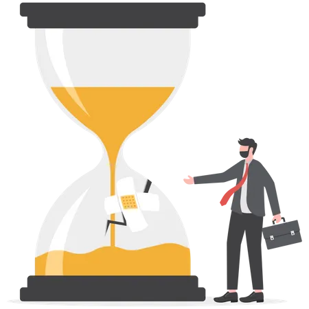 Time Management Balance Timeline For Work And Personal Life Or Project Management Concept Businessman Manager Or Office Worker Using Bandage To Manage Time For Projects Deadline Illustration