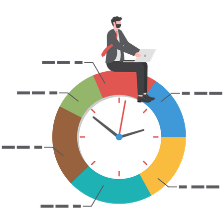 Businessman doing time management  Illustration
