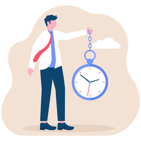 Businessman doing time management  Illustration