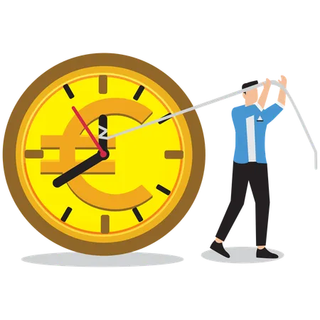 Businessman doing time management  Illustration