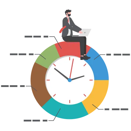 Businessman doing time management  Illustration