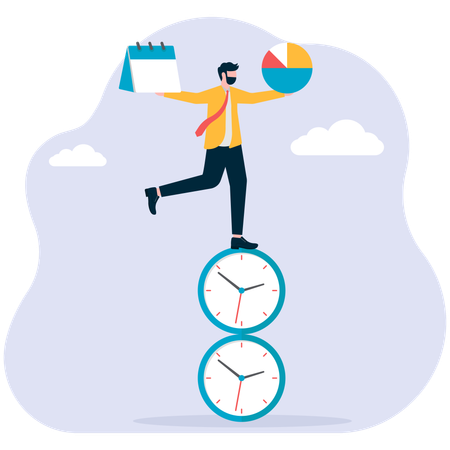 Businessman doing time management  Illustration