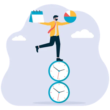 Businessman doing time management  Illustration