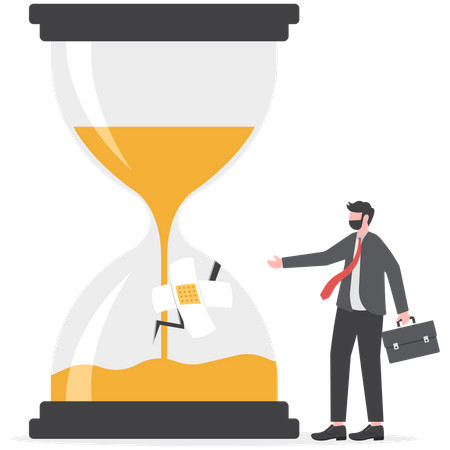 Businessman doing time management  Illustration