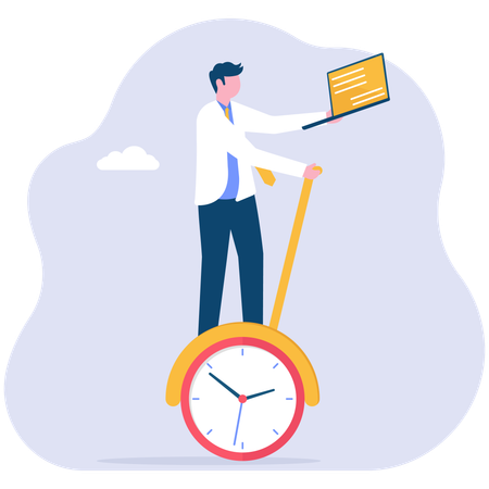 Businessman doing time management  Illustration