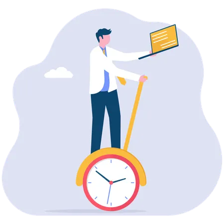 Businessman doing time management  Illustration