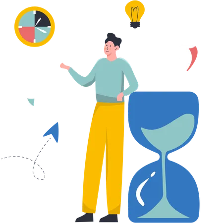 Businessman doing Time Management  Illustration