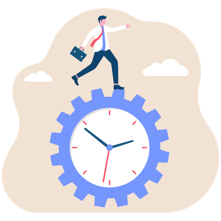 Businessman doing time management  Illustration