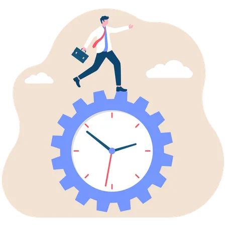 Businessman doing time management  Illustration