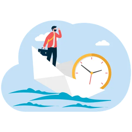 Businessman doing time management  Illustration