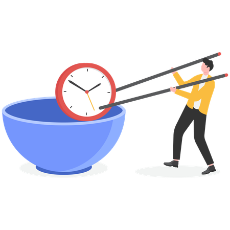 Businessman doing time management  Illustration