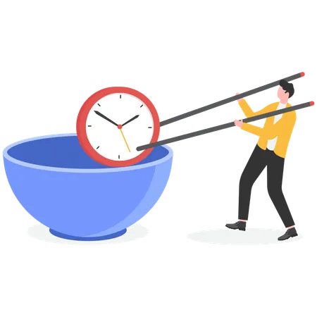 Businessman doing time management  Illustration