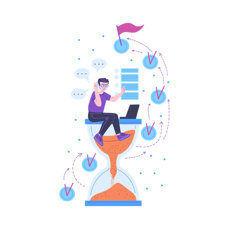 Businessman doing time management  Illustration