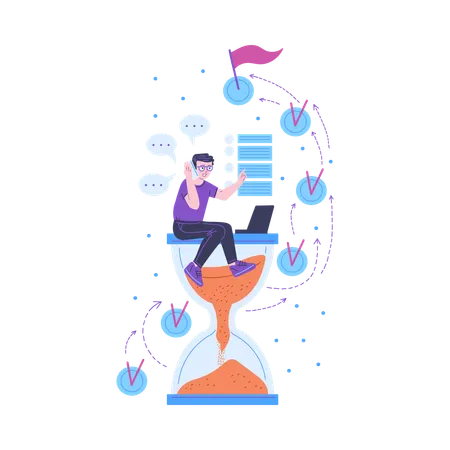 Businessman doing time management  Illustration