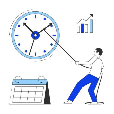 Businessman doing time management  Illustration