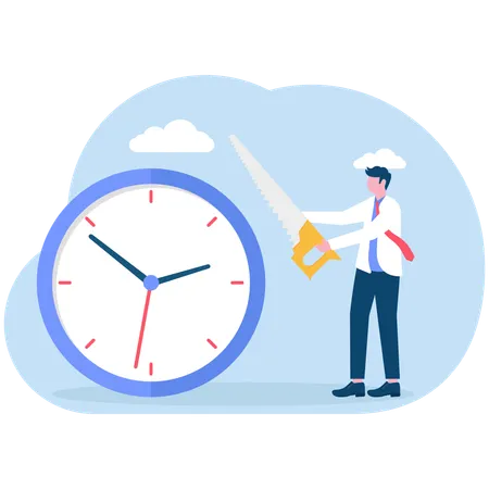 Businessman doing time management  Illustration