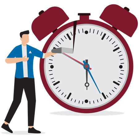 Businessman doing time management  Illustration