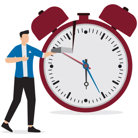 Businessman doing time management  Illustration