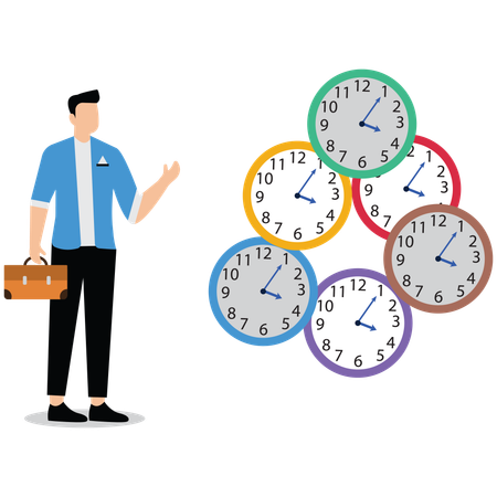 Businessman doing time management  Illustration