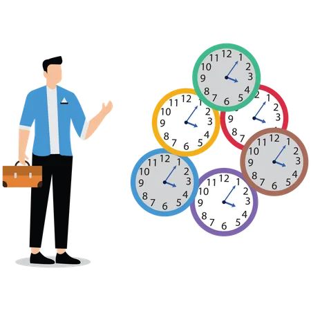 Businessman doing time management  Illustration