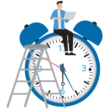 Businessman doing time management  Illustration