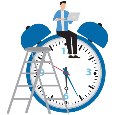 Businessman doing time management  Illustration