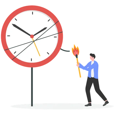 Businessman doing time management  Illustration