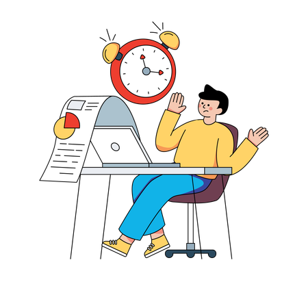 Businessman doing time management  Illustration