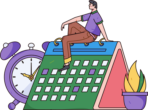 Businessman doing time management  Illustration