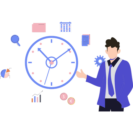 Businessman doing time planning  Illustration