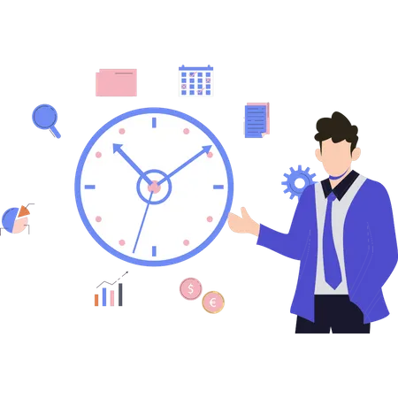 Businessman doing time planning  Illustration