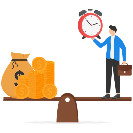 Time Value Compare Money To Time Modern Vector Illustration In Flat Style Illustration