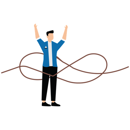 Businessman doing unsolvable problems  Illustration
