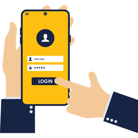 Businessman doing user login  Illustration