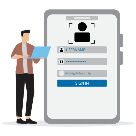 Businessman doing user sign in  Illustration