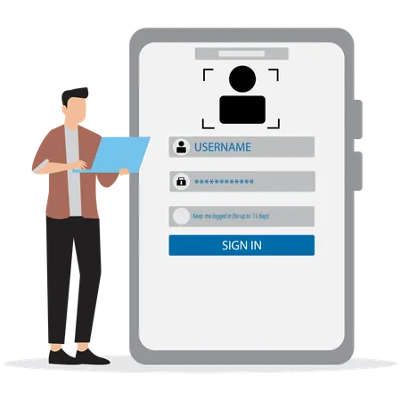 Businessman doing user sign in  Illustration