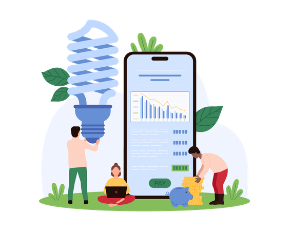 Businessman doing Utility bill payment  Illustration