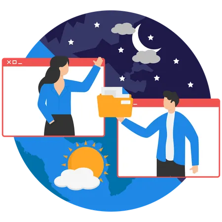 Businessman doing video conference  Illustration