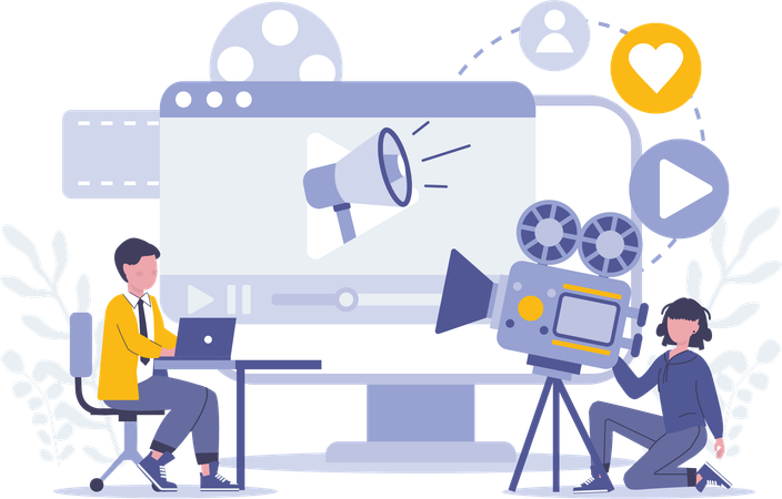 Businessman doing video marketing  Illustration