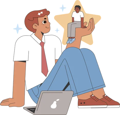 Businessman doing virtual meeting  Illustration