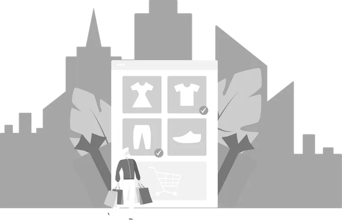 Businessman Doing Virtual Purchase  Illustration