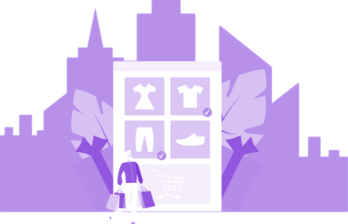 Businessman Doing Virtual Purchase  Illustration