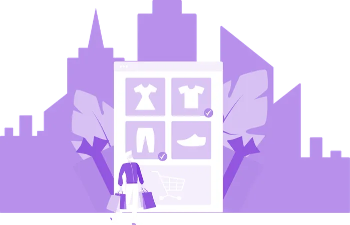 Businessman Doing Virtual Purchase  Illustration