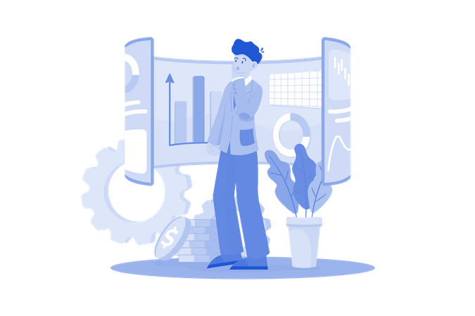 Businessman doing web analytics  Illustration