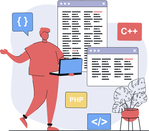 Businessman doing web development  Illustration