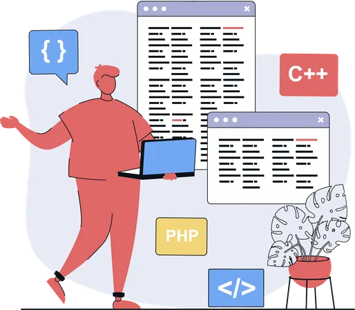 Businessman doing web development  Illustration